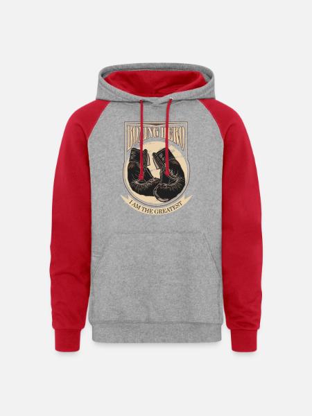 Boxing Hero - i am the greatest - Unisex Colorblock Hoodie - heather grey/red