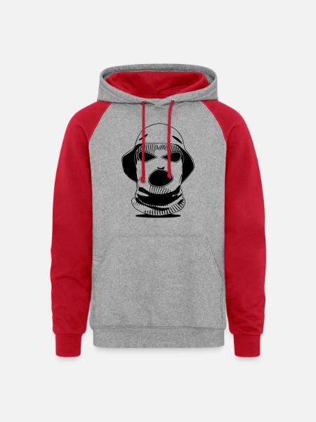 crook bucket hat - Unisex Colorblock Hoodie - heather grey/red