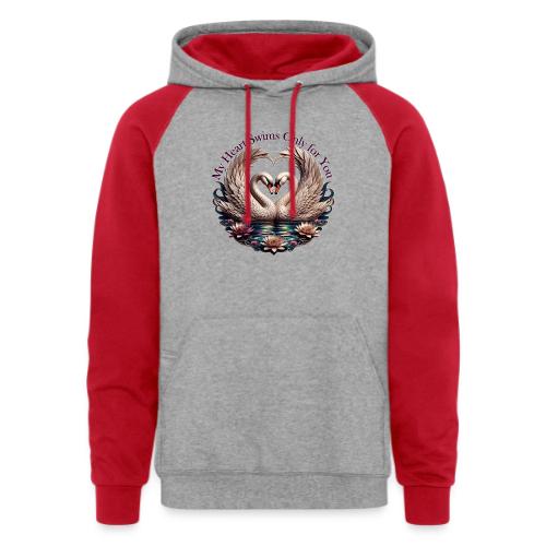 My Heart Swims Only for You Swan Heart T-Shirt - Unisex Colorblock Hoodie