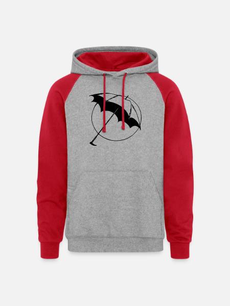 Basic Open Umbrella - Unisex Colorblock Hoodie - heather grey/red