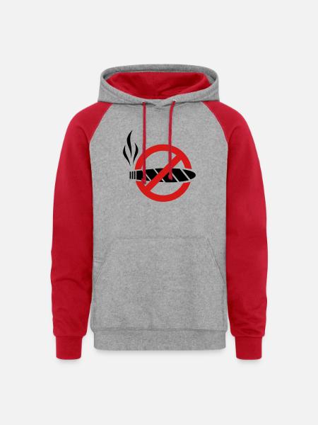 No smoking - cigar - Unisex Colorblock Hoodie - heather grey/red