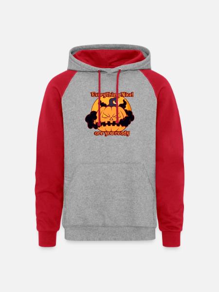 Halloween-everything nice - Unisex Colorblock Hoodie - heather grey/red