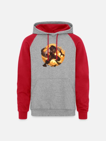 Werewolf Halloween - Unisex Colorblock Hoodie - heather grey/red