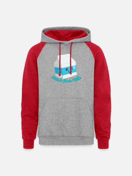 Drink Your Milk - Unisex Colorblock Hoodie - heather grey/red