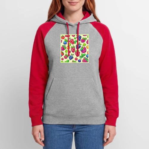 Berry Fruit Pattern Design - Unisex Colorblock Hoodie