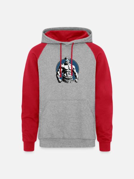 Hercule - Unisex Colorblock Hoodie - heather grey/red