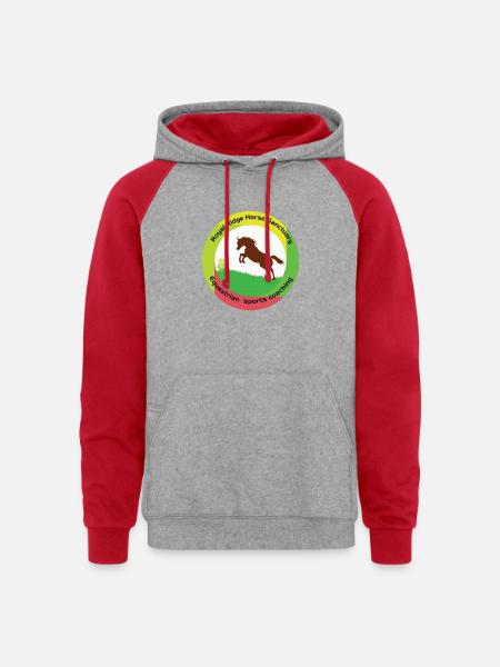 Equestrian facility - Unisex Colorblock Hoodie - heather grey/red