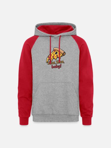 Slice Slice Baby - Unisex Colorblock Hoodie - heather grey/red