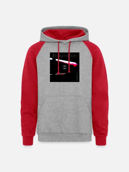 imagination - Unisex Colorblock Hoodie - heather grey/red