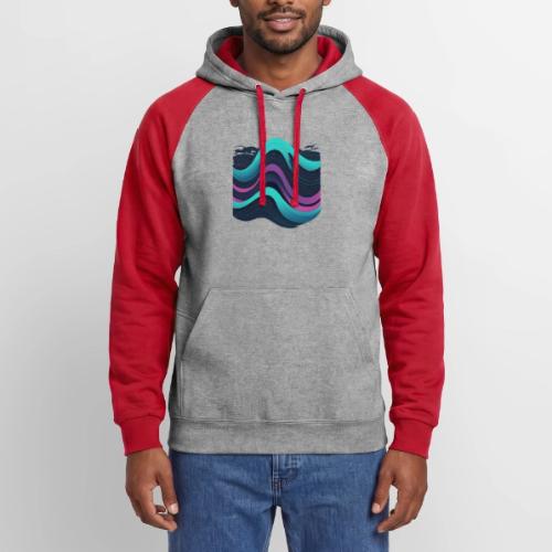 Abstract Wavy Ocean Pattern - Unisex Colorblock Hoodie