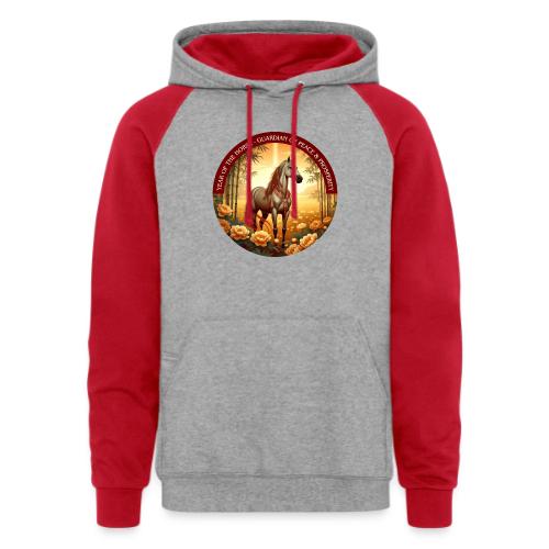 Year of the Horse Guardian T Shirt, Lunar New Year - Unisex Colorblock Hoodie
