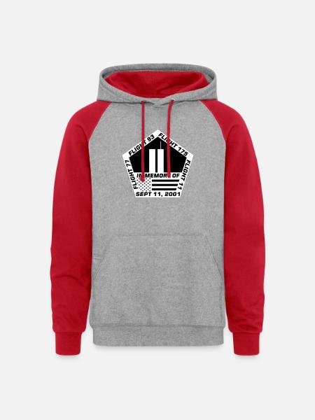 911 - Unisex Colorblock Hoodie - heather grey/red