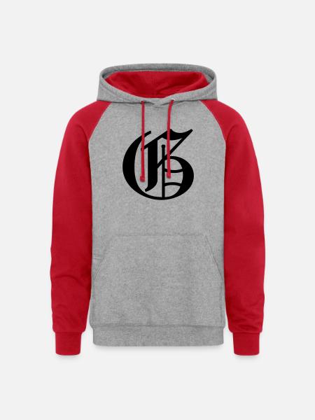 Olde English G - Unisex Colorblock Hoodie - heather grey/red