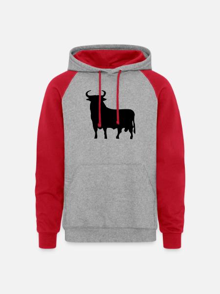 Spanish Bull - Unisex Colorblock Hoodie - heather grey/red