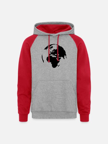 World - Unisex Colorblock Hoodie - heather grey/red