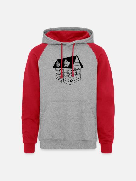 trap house - Unisex Colorblock Hoodie - heather grey/red