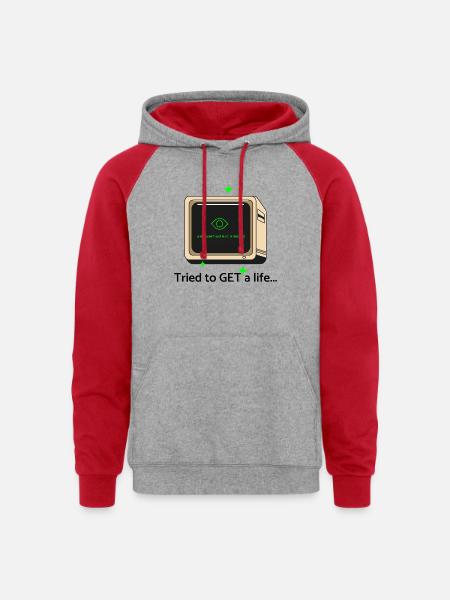 405 - Unisex Colorblock Hoodie - heather grey/red
