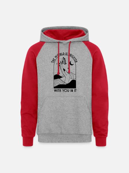 Moonlit Silhouette - Unisex Colorblock Hoodie - heather grey/red