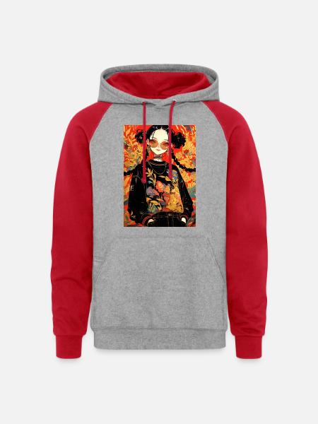 Cute girls - Unisex Colorblock Hoodie - heather grey/red