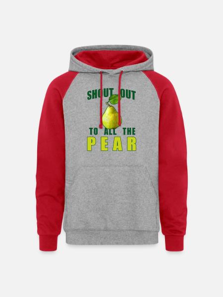 Shout Out To All The Pear - Unisex Colorblock Hoodie - heather grey/red