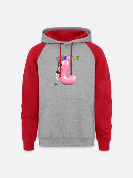 Nick Name L - Unisex Colorblock Hoodie - heather grey/red