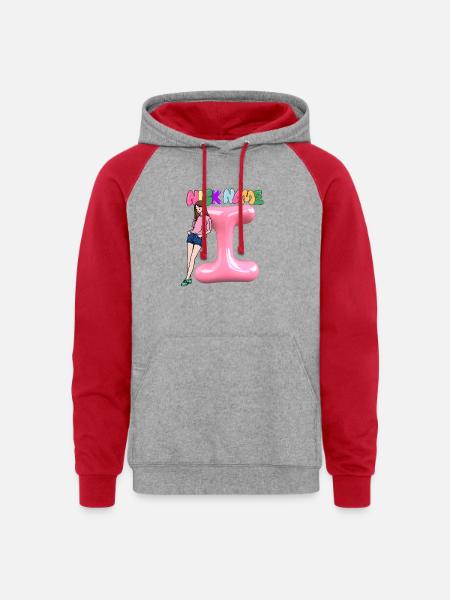 Nick Name I - Unisex Colorblock Hoodie - heather grey/red