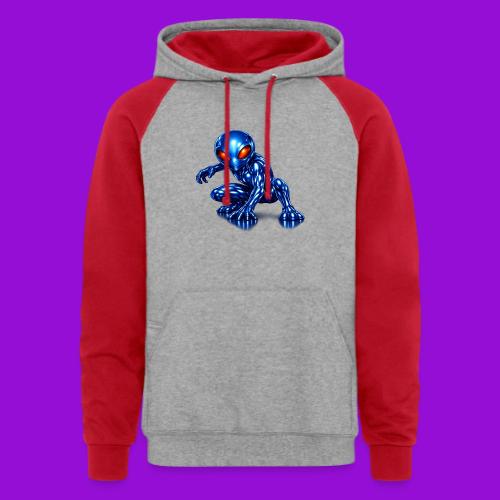 Blue Alien Crouch - Unisex Colorblock Hoodie