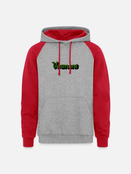 Green Vermont - Unisex Colorblock Hoodie - heather grey/red