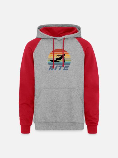 Kite Design - Unisex Colorblock Hoodie - heather grey/red