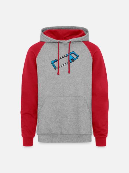 Hacksaw iron saw | Eisensäge - Unisex Colorblock Hoodie - heather grey/red