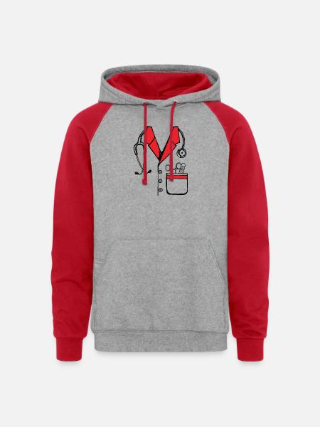 Doctor Stethoscope - Unisex Colorblock Hoodie - heather grey/red