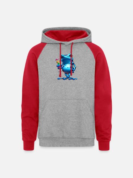 Poison dart frog - Unisex Colorblock Hoodie - heather grey/red