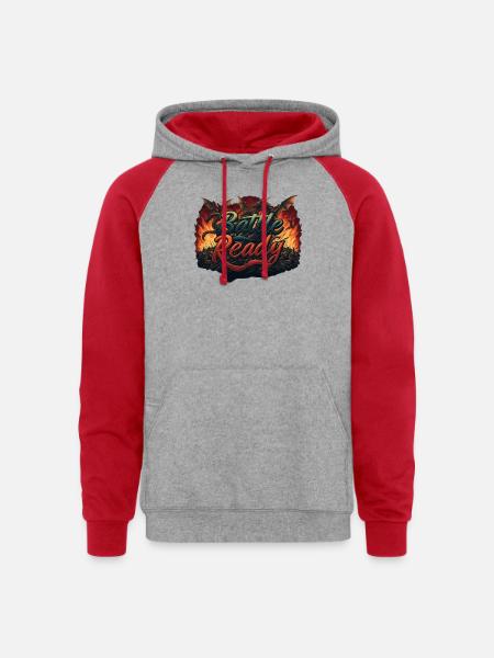Battle Ready - Unisex Colorblock Hoodie - heather grey/red