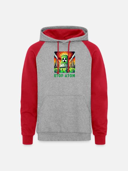 Stop Atom - Radioactive Nightmare - Unisex Colorblock Hoodie - heather grey/red