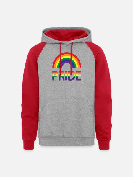 Unique design t-shirts - Unisex Colorblock Hoodie - heather grey/red