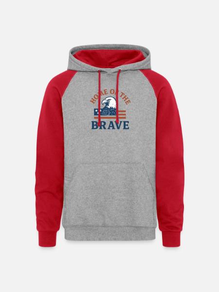 Patriotic Eagle with Bold Text - Unisex Colorblock Hoodie - heather grey/red