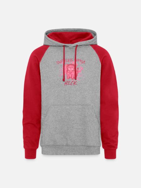 Grumpy Cat Vaper Motivational Design - Unisex Colorblock Hoodie - heather grey/red