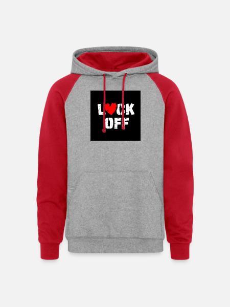 Heart Lock Off - Unisex Colorblock Hoodie - heather grey/red