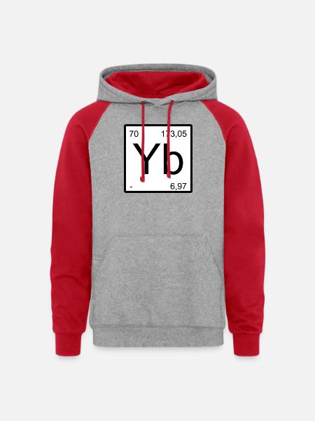 Ytterbium Element Minimal - Unisex Colorblock Hoodie - heather grey/red