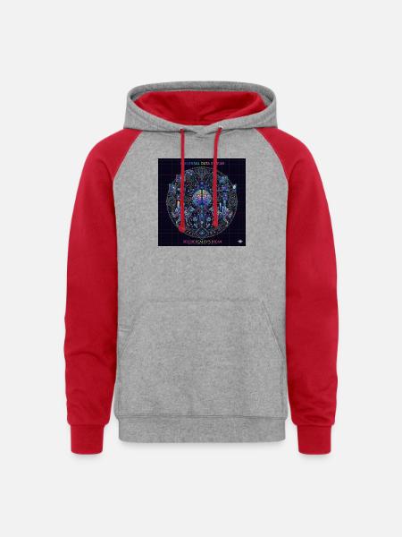 Universal Data Stream - Unisex Colorblock Hoodie - heather grey/red