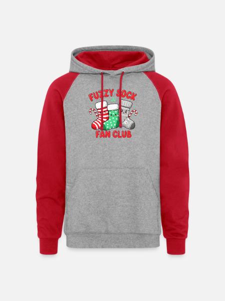 Fuzzy Sock Fan Club - Unisex Colorblock Hoodie - heather grey/red