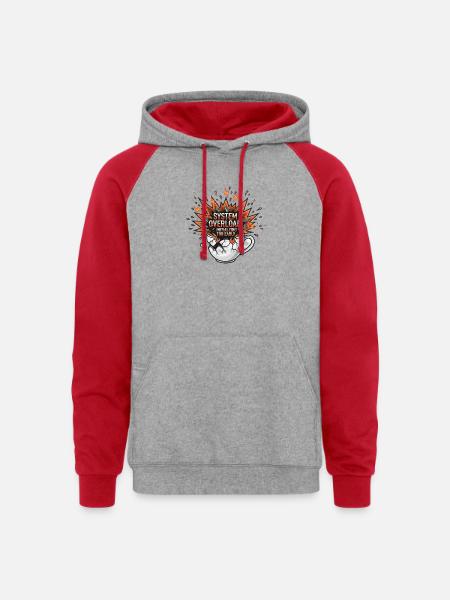 System Overload Initializing Too Early - Unisex Colorblock Hoodie - heather grey/red