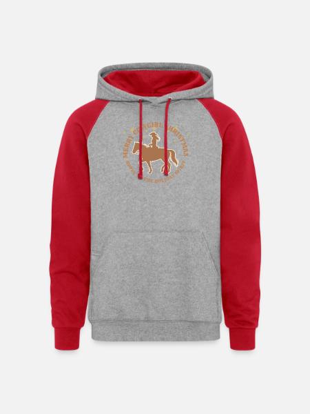 Cowgirl Christmas - Unisex Colorblock Hoodie - heather grey/red