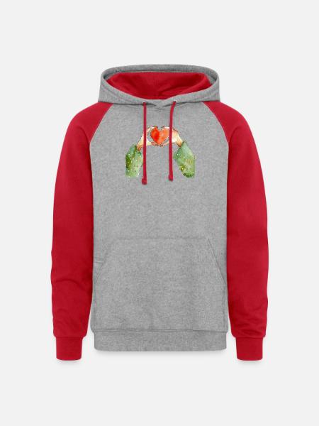 Hands Heart - Unisex Colorblock Hoodie - heather grey/red