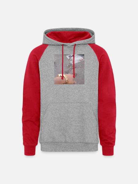 Some relatives - Unisex Colorblock Hoodie - heather grey/red