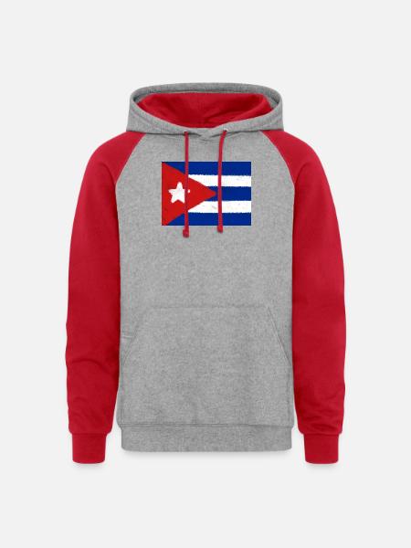 Cuban flag  - Unisex Colorblock Hoodie - heather grey/red