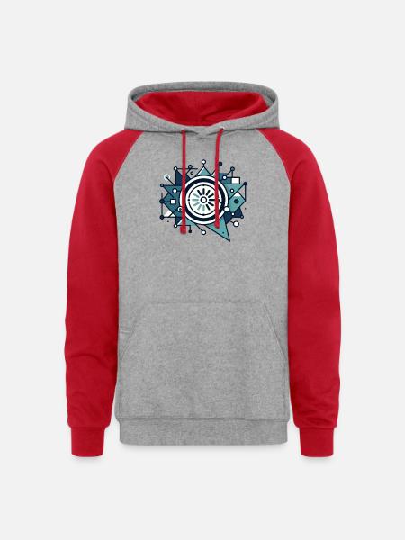 Circuit Starburst Emblem - Unisex Colorblock Hoodie - heather grey/red