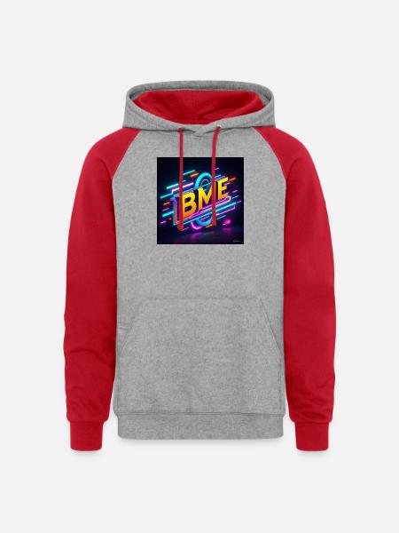 BME Neon Circuit Logo - Unisex Colorblock Hoodie - heather grey/red