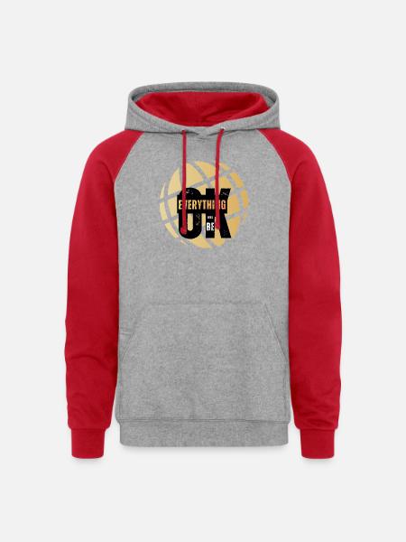 Everything Will Be OK Globe - Unisex Colorblock Hoodie - heather grey/red