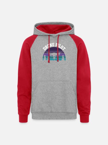 Drone Pilot - Unisex Colorblock Hoodie - heather grey/red